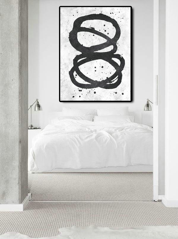 Original Artwork Extra Large Abstract Painting,Black And White Minimal Painting On Canvas - Hand Painted Acrylic Painting